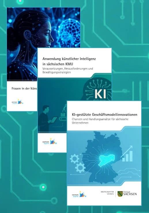 Titelbilder der KI Studien der Digitalagentur Sachsen
