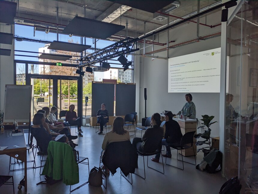 Treffen der Teilnehmerinnen des Programms Mit Frauen in Führung im Impact Hub Dresden